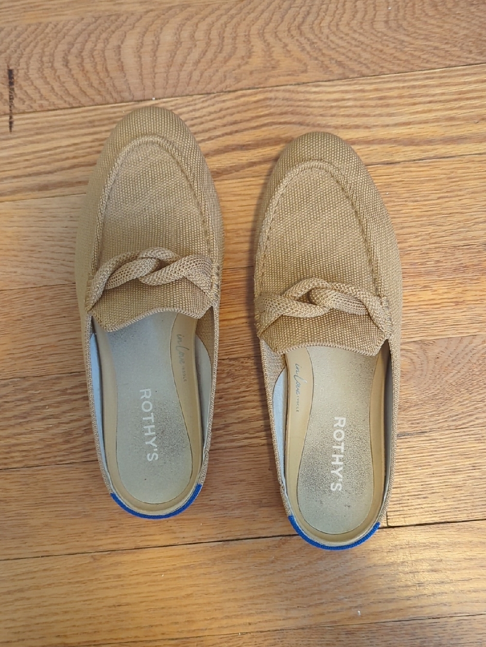Rothy's 6.5 The Loafer Mule Wren Birdseye Beige Braided Knit Slip-On